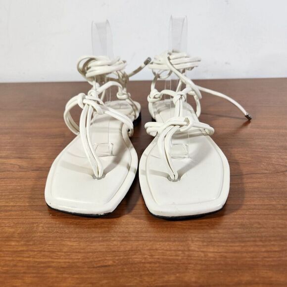 Marc Fisher Falina White Strappy Sandals Square Toe & Lace-Up Size 7.5M *FLAWS* - Picture 3 of 16